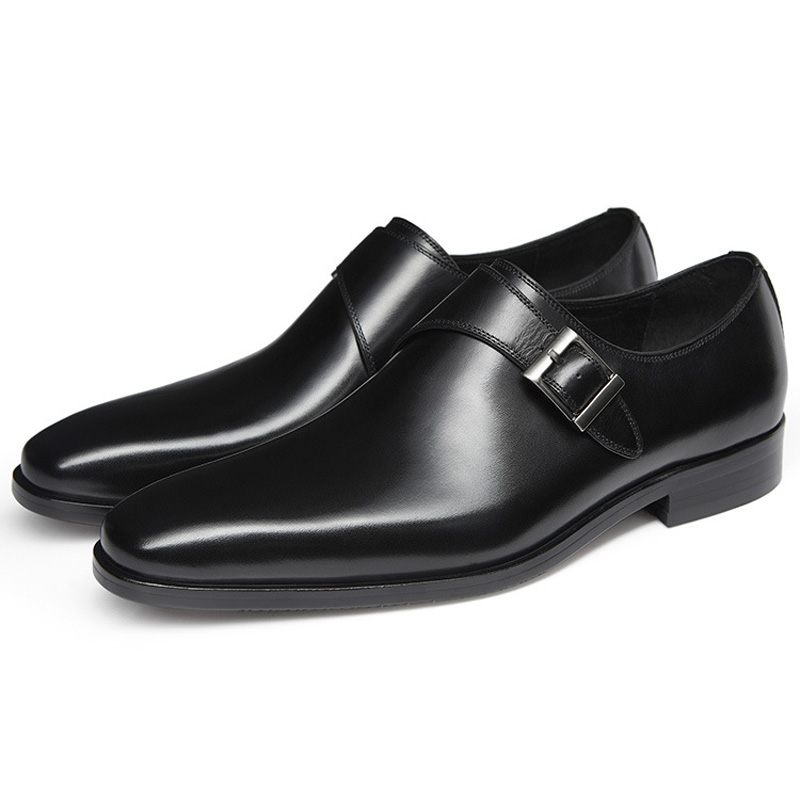 Męskie Buty Typu Monk Wyjściowe Klamra Ze Skóry Bydlęcej