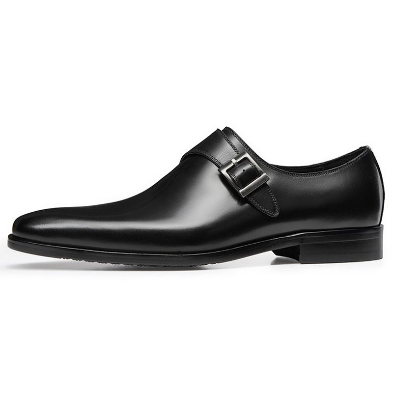 Męskie Buty Typu Monk Wyjściowe Klamra Ze Skóry Bydlęcej - Czarny