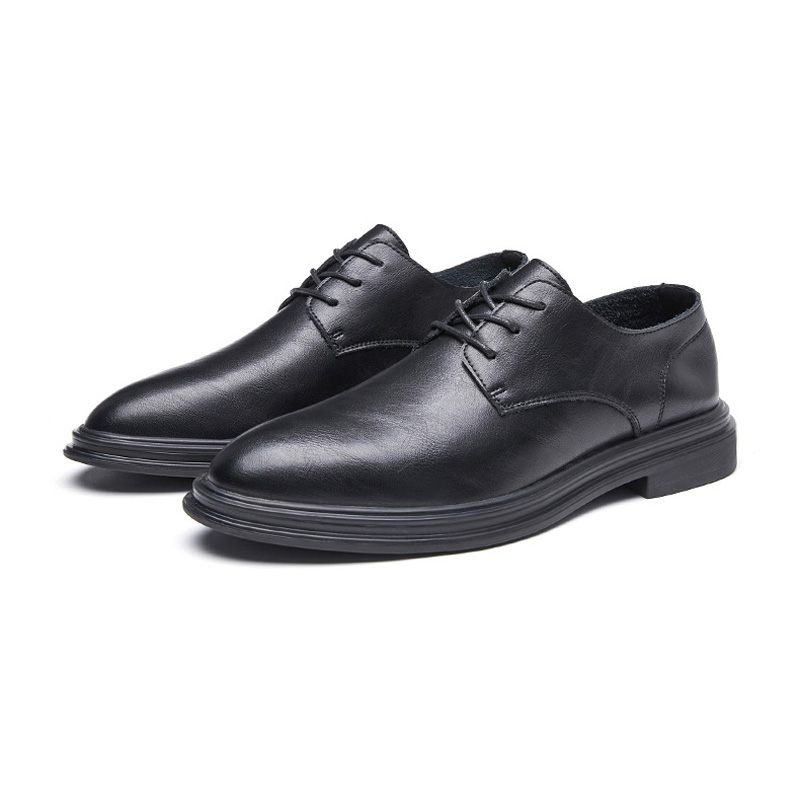 Męskie Buty Wizytowe Derby Ze Szpiczastym Noskiem Skóra Bydlęca Sznurowane Z 3 Oczkami
