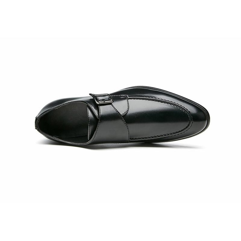Męskie Buty Wizytowe Monk Klamra Skóra Z Mikrofibry Spiczasty Nosek - Czarny
