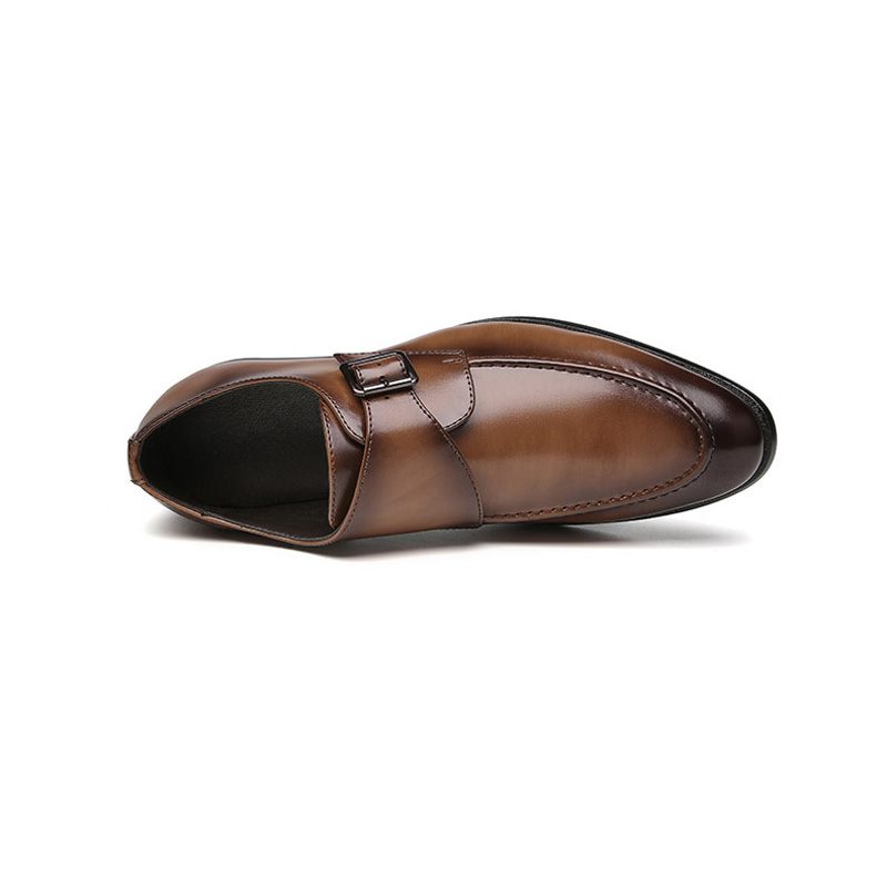Męskie Buty Wizytowe Monk Klamra Skóra Z Mikrofibry Spiczasty Nosek - Brązowy