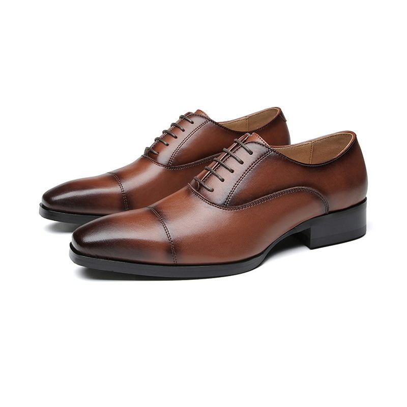 Męskie Buty Wizytowe Oxford Cap Toe Skórzane